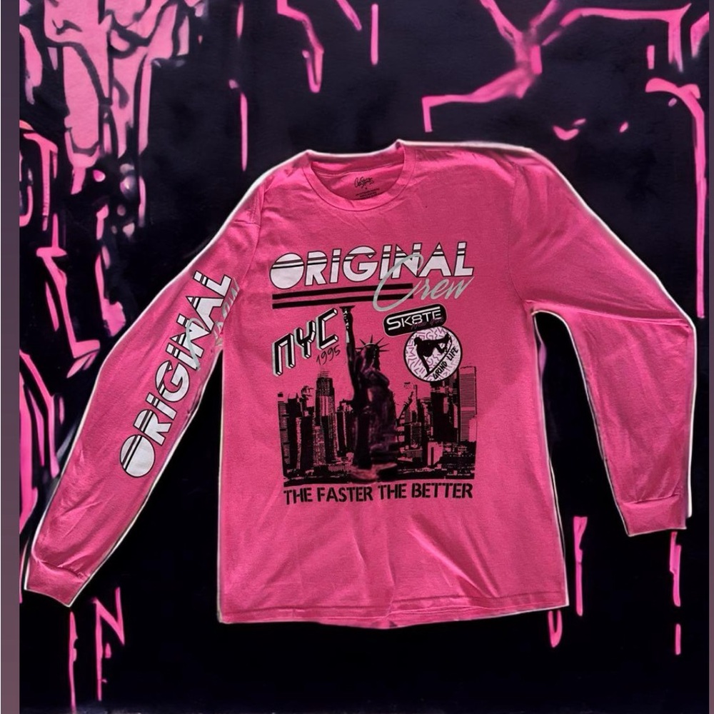 CITY STREETS Pink OG Crew Long sleeve T-shirt Street Style Clothing •Size Medium
